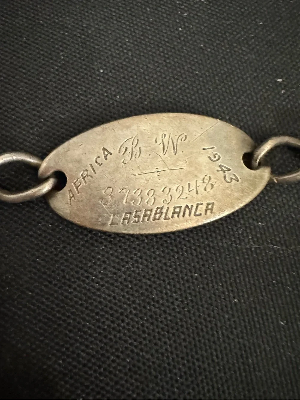 Sterling Silver Oval Military ID Bracelet in Silver